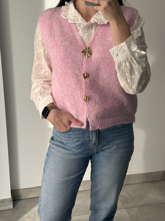 GILET SANS MANCHES "JADE" - ROSE