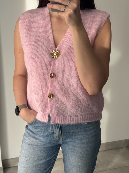 GILET SANS MANCHES "JADE" - ROSE